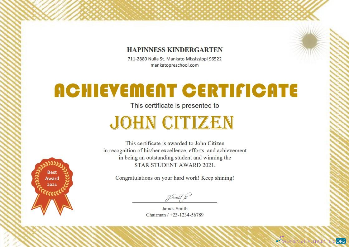 Download USA Kindergarten certificate template in Word and PDF format Photoshop template